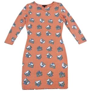 TOPSHOP Love Letter Bodycon Dress Orange Polka Dot Mail Envelope Print Size 6